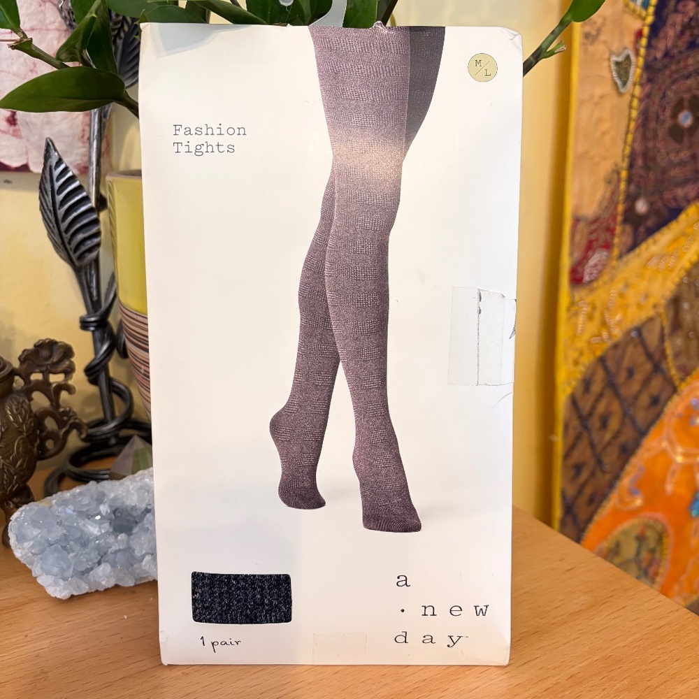 NWT A New Day Women's Fashion Tights Stockings Ebony Black M/L Office Career